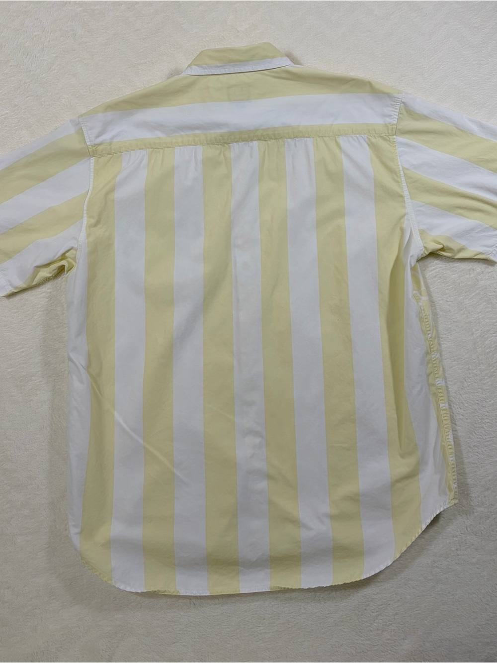 Vintage NOS Stussy “Back Flip” Yellow White Floral Striped Cotton Button-Up Sz L - Picture 9 of 11